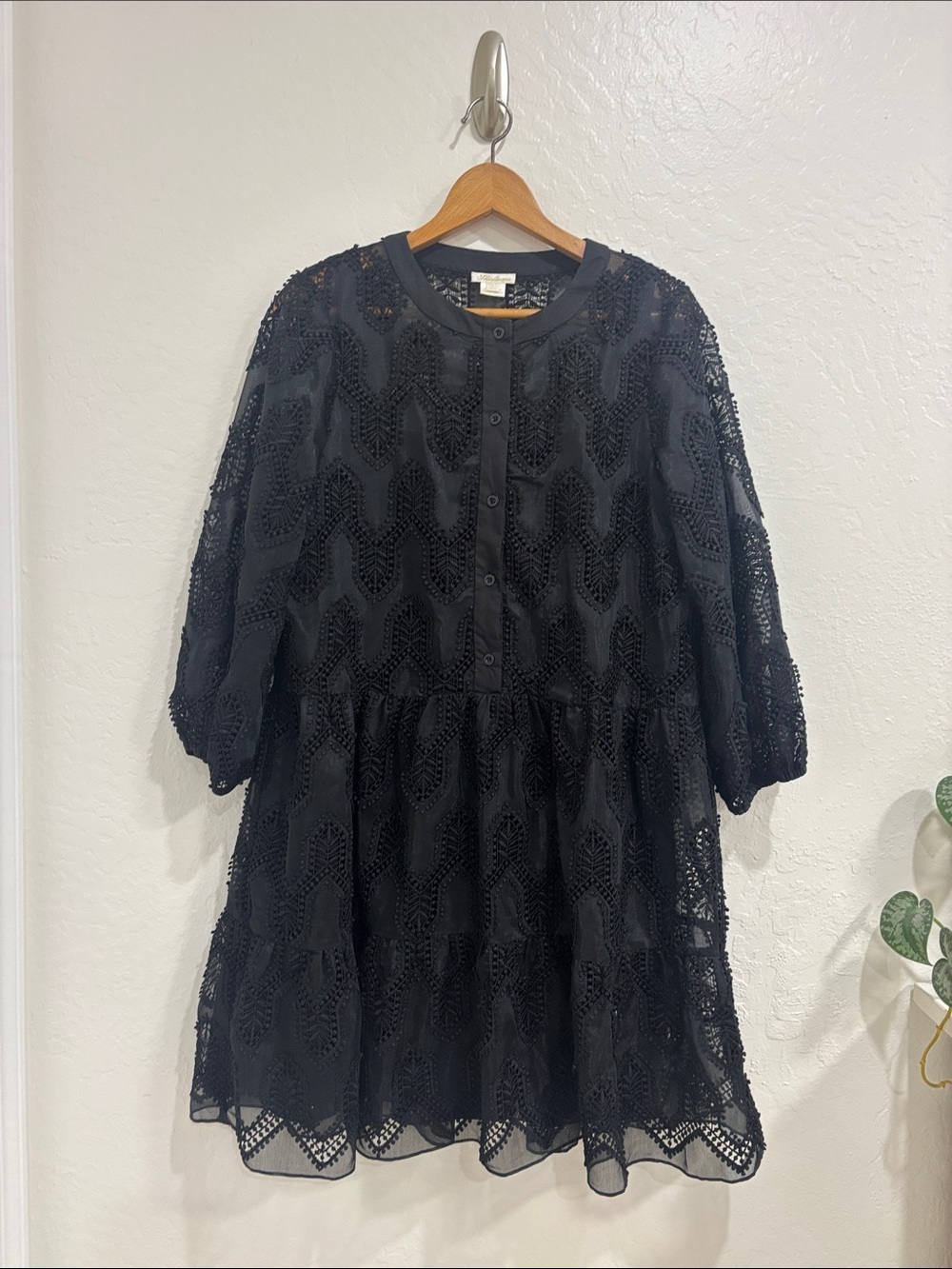 Shoshanna Black Lace Tiered Mini Dress